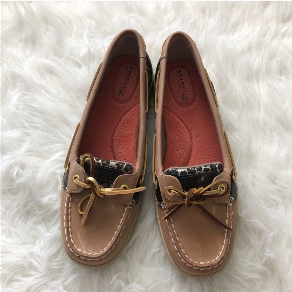 NWOT Sperry leopard boat shoes 8.5 brown comfy loafers sperries work shoes